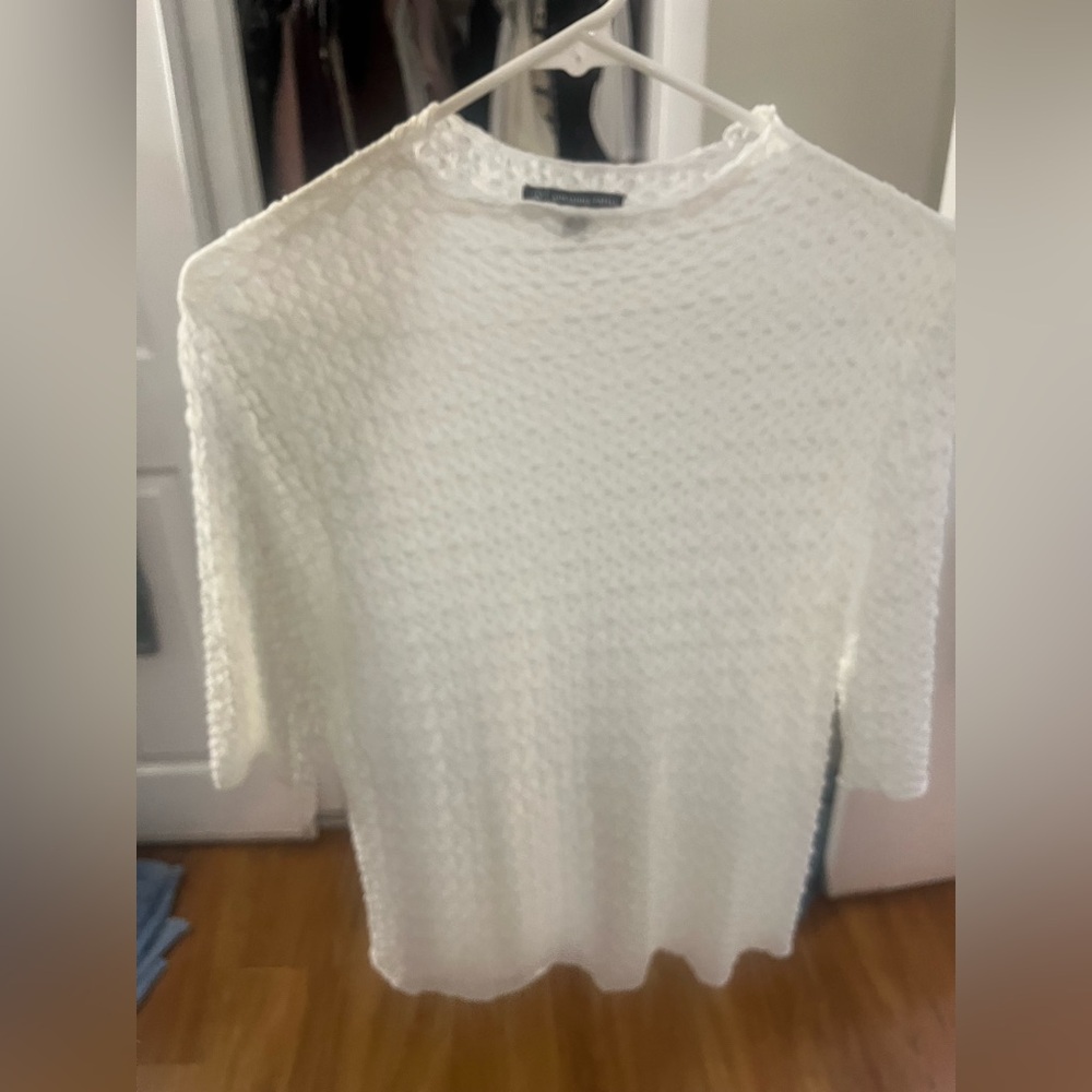 Adrianna Papell White Textured Blouse